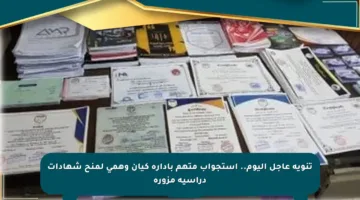 تنويه عاجل اليوم.. استجواب متهم بإدارة كيان وهمي لمنح شهادات دراسية مزورة